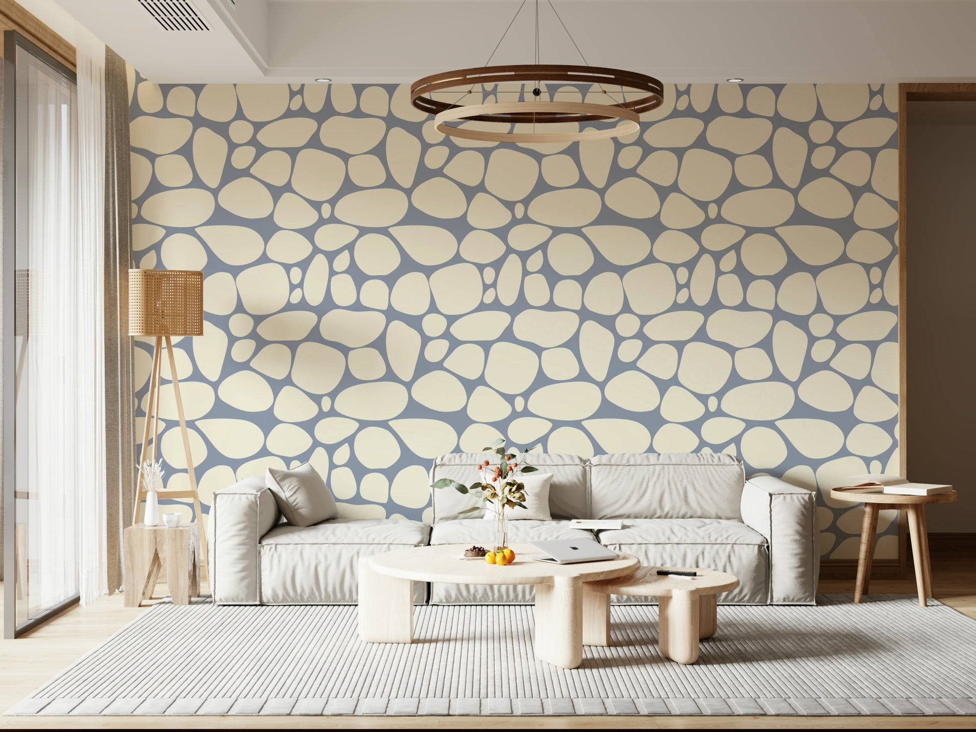River Rocks wallpaper, aesthetic stone pattern wall covering, serenity.