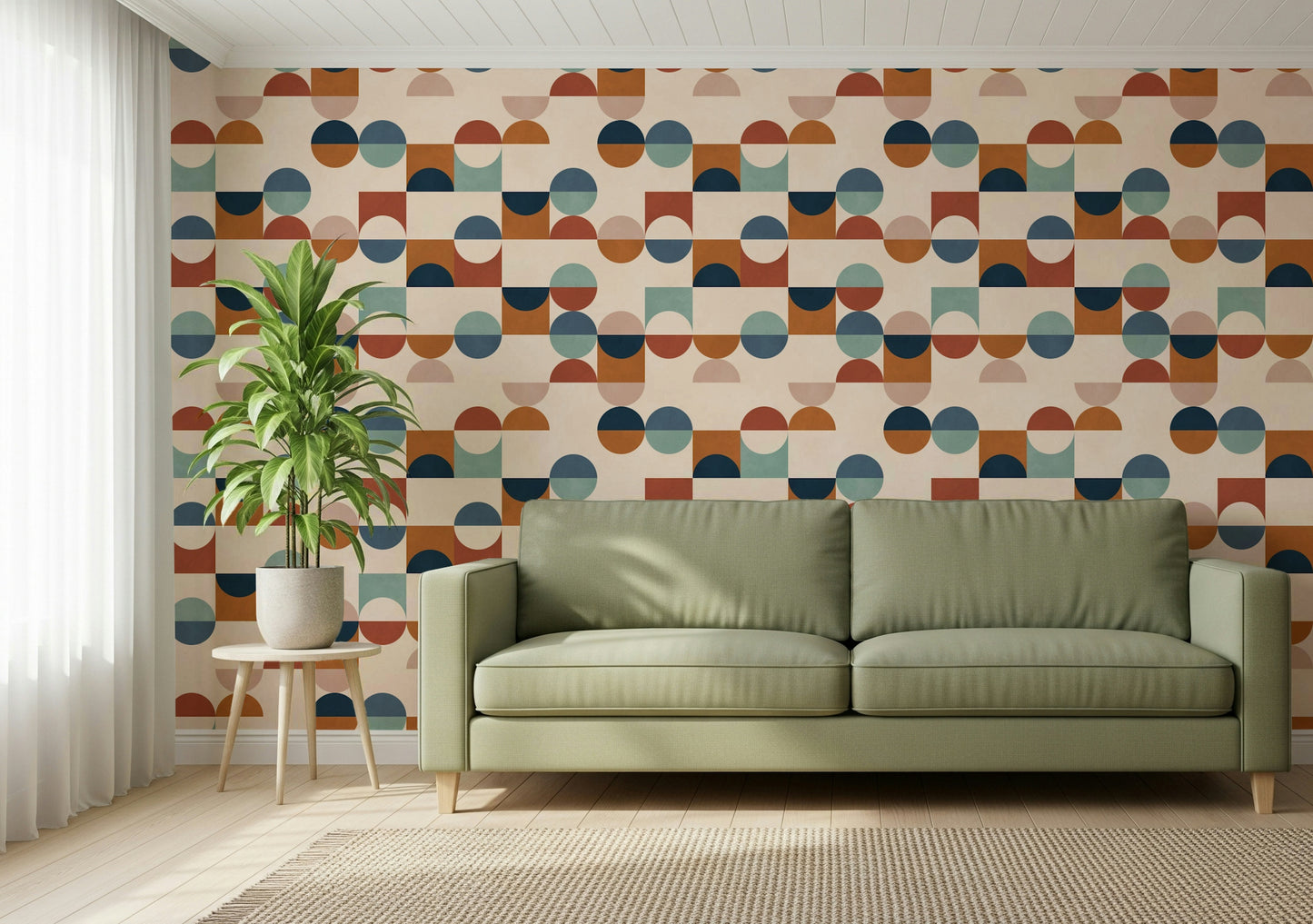 Retro Mod Blocks design, easy removable wall covering.
