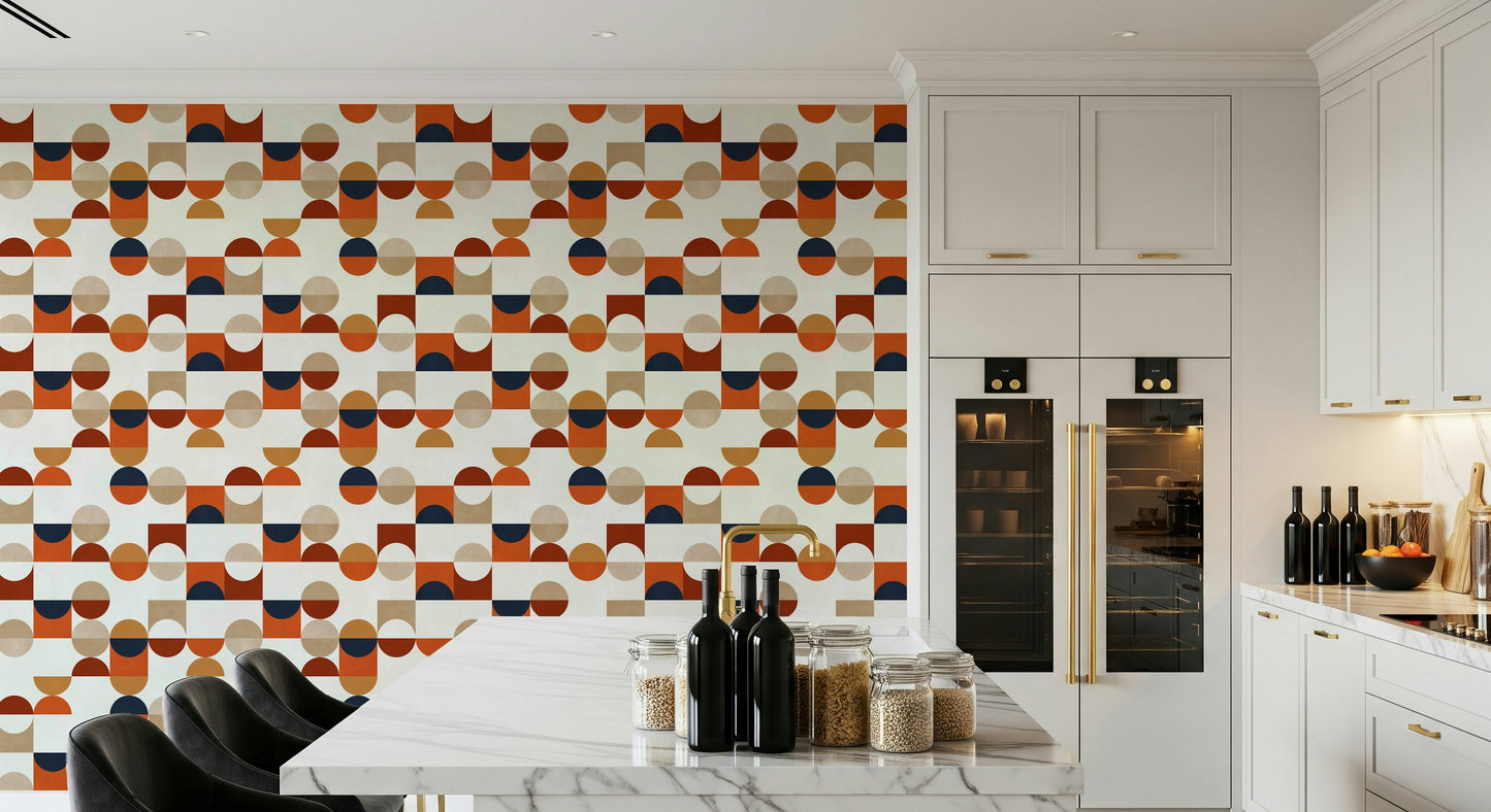 Retro Tiles peel and stick colorful wall design
