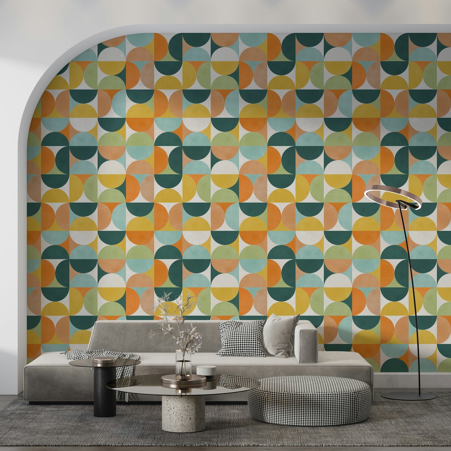 Lively semicircles arrangement for striking interior decor, Geometric Harmony 2.