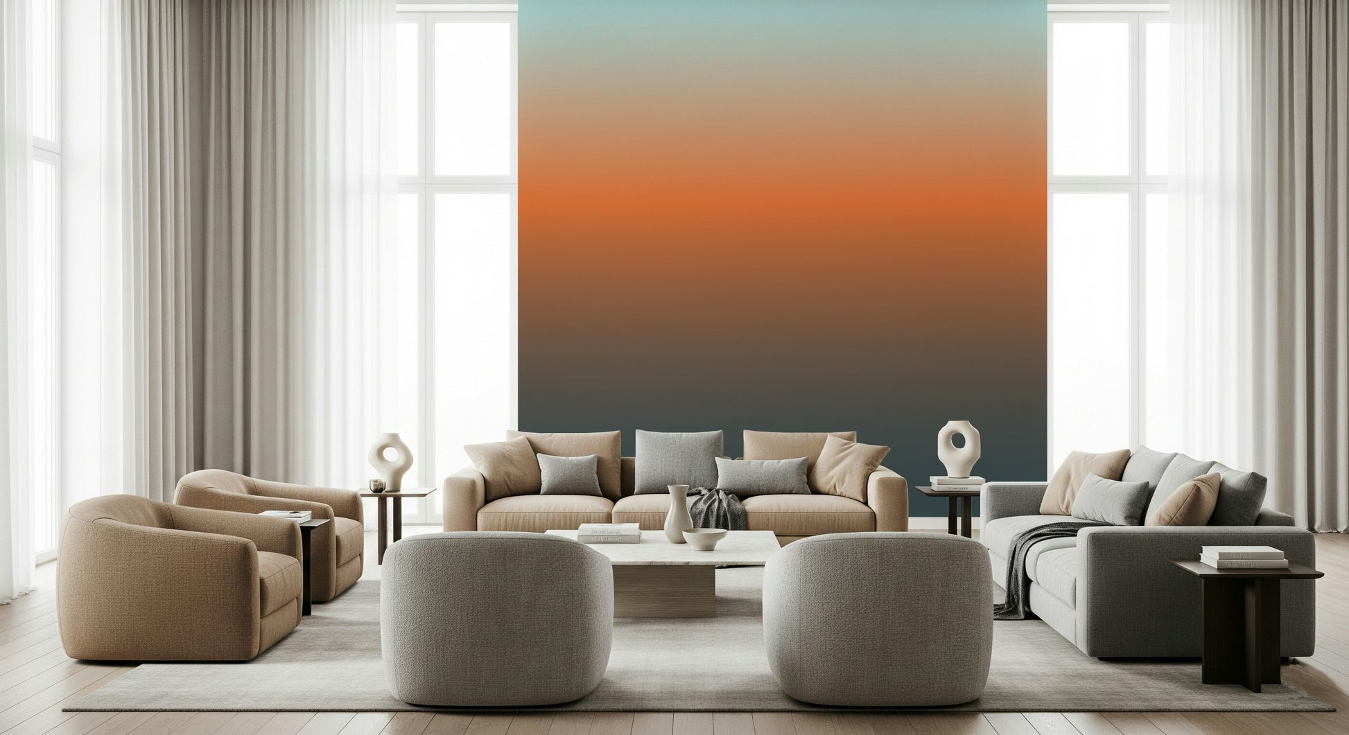 Dusk Horizon wallpaper mural showcasing gradient sunset hues.