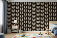 Artistic cream Kissing Doves pattern, sophisticated decorative wall covering.