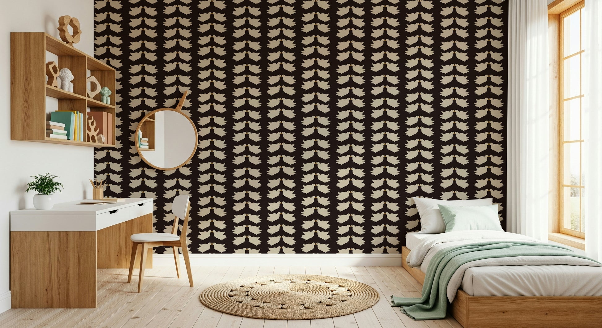 Beautiful Kissing Doves wallpaper, delicate illustration of avian affection.