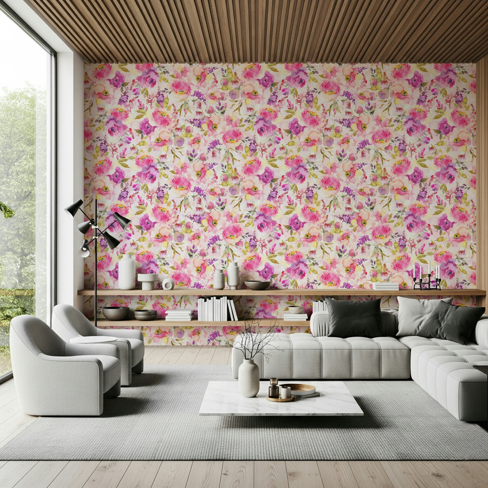 Lush abstract peony wallpaper for walls artwork.