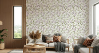 Feminine purple hues feature in Lilac Vines Meadow accent wall.