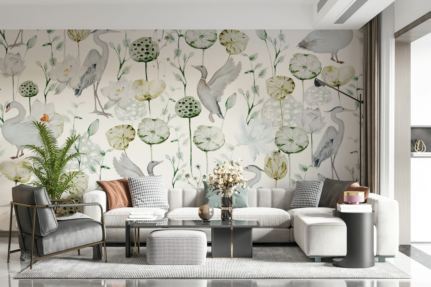 Watercolor Bird Haven Wall Mural