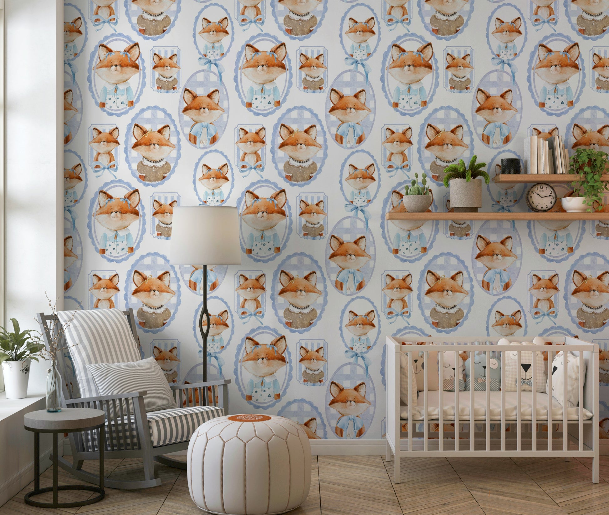 Sweet Fox Portrait Gallery wall mural nursery decor whimsical art