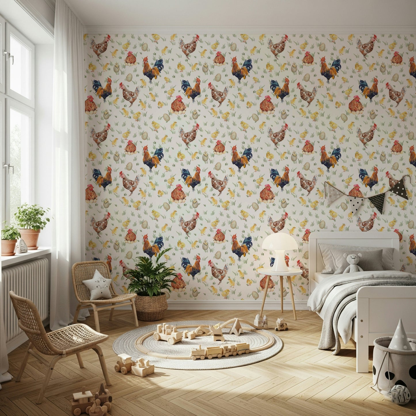 Watercolor Chicken Coop Wallpaper⁠