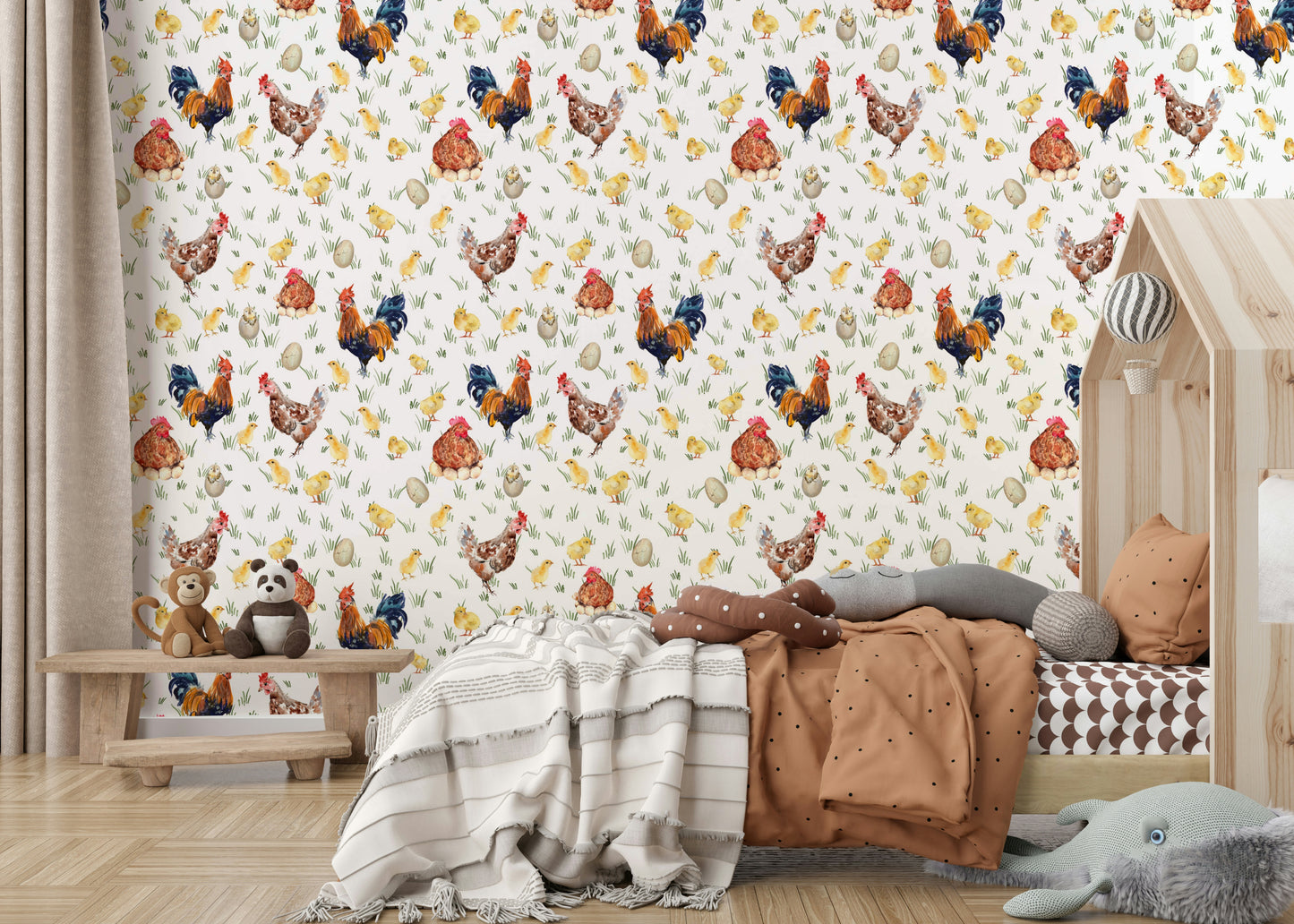 Watercolor Chicken Coop Wallpaper⁠