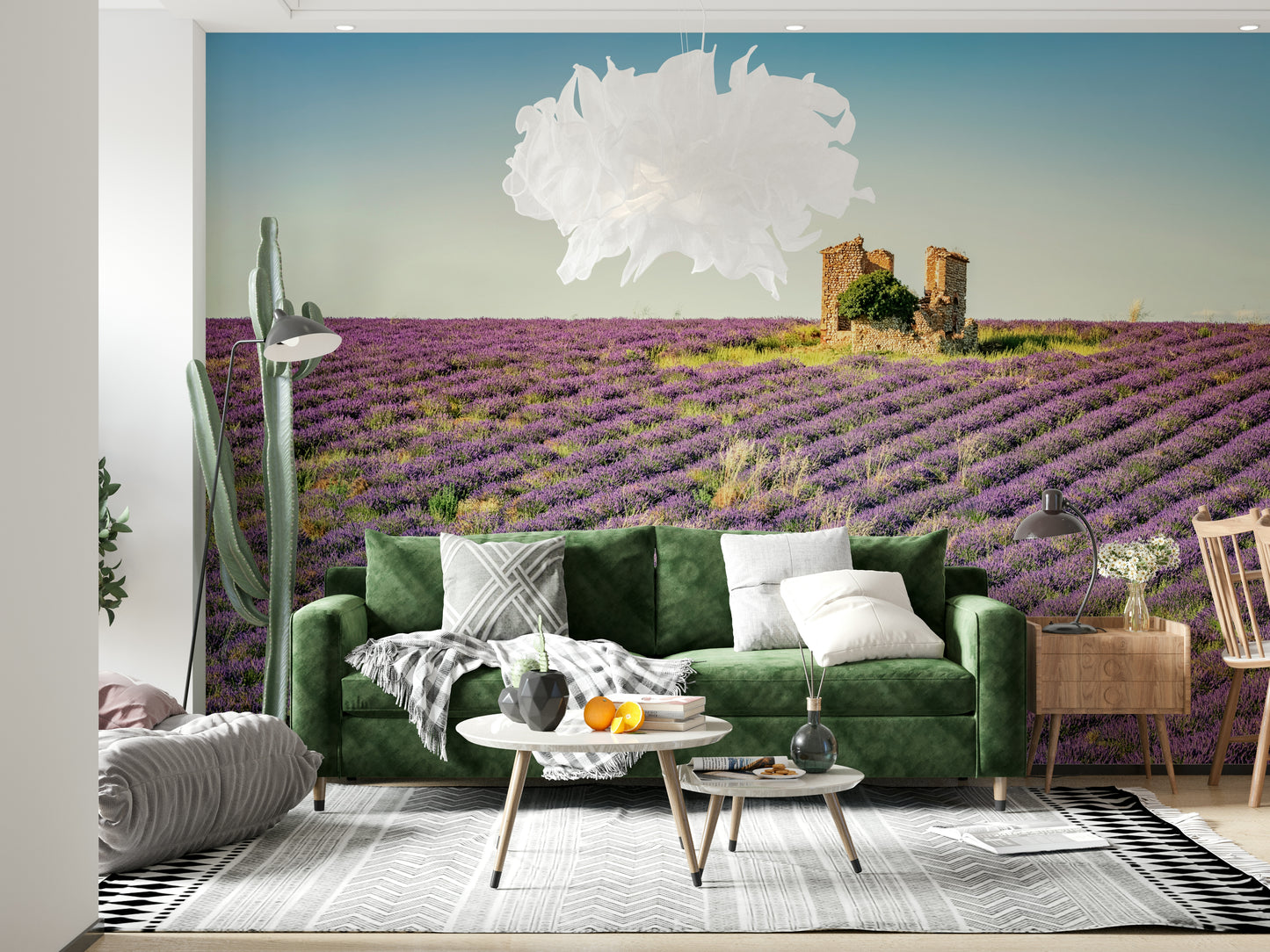 Lavender Field Sunset Wall Mural