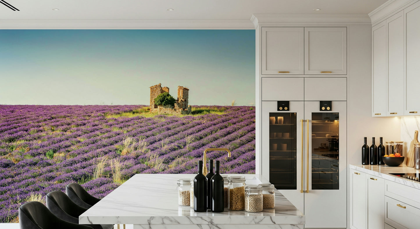 Lavender Field Sunset Wall Mural