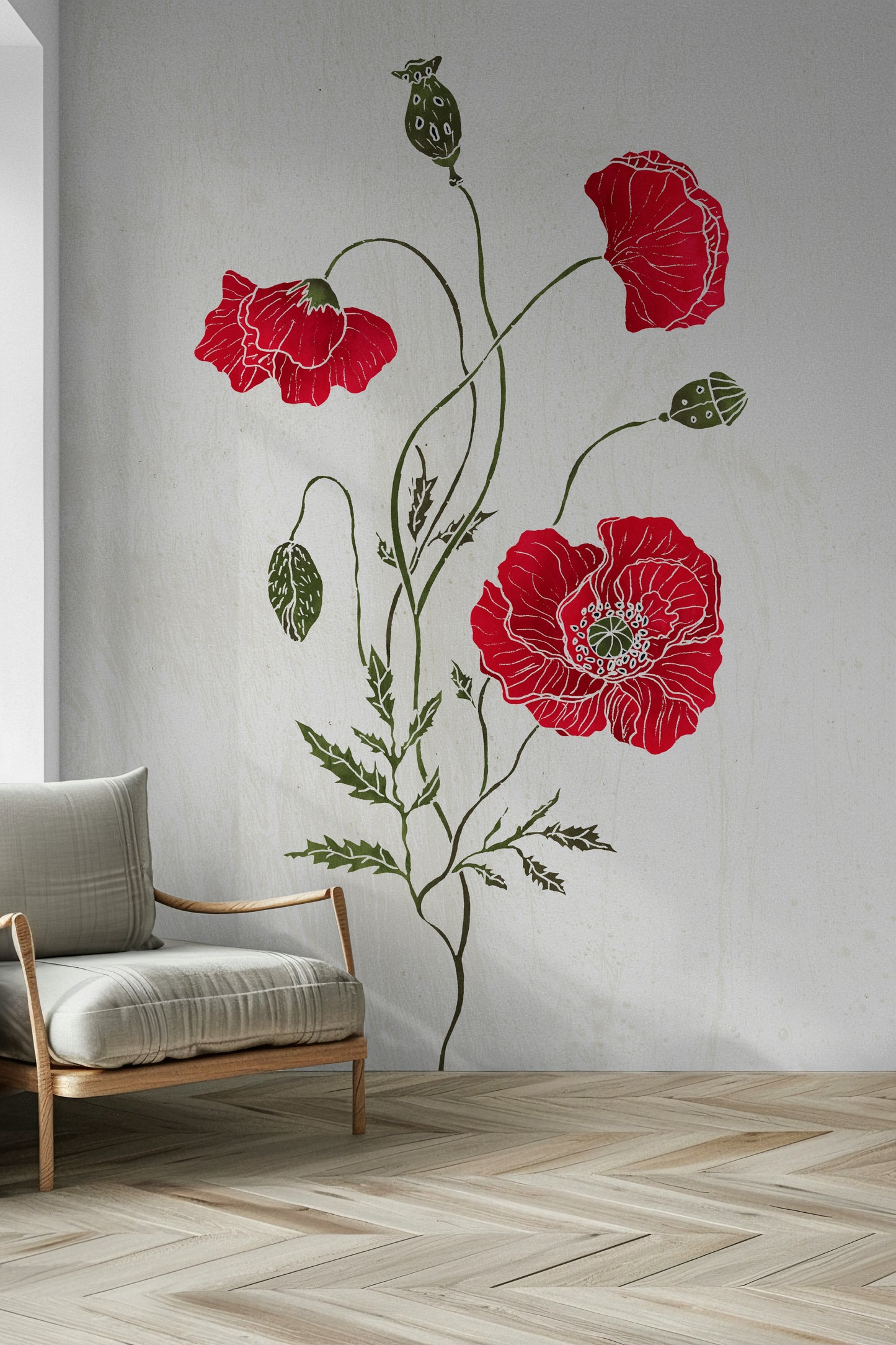 Lonely Red Poppy Wall Mural
