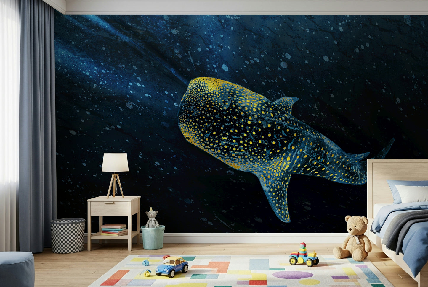 Golden Whale Shark Wall Mural
