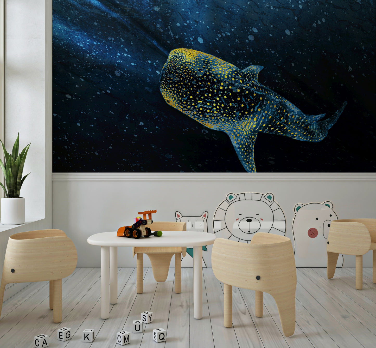Golden Whale Shark Wall Mural