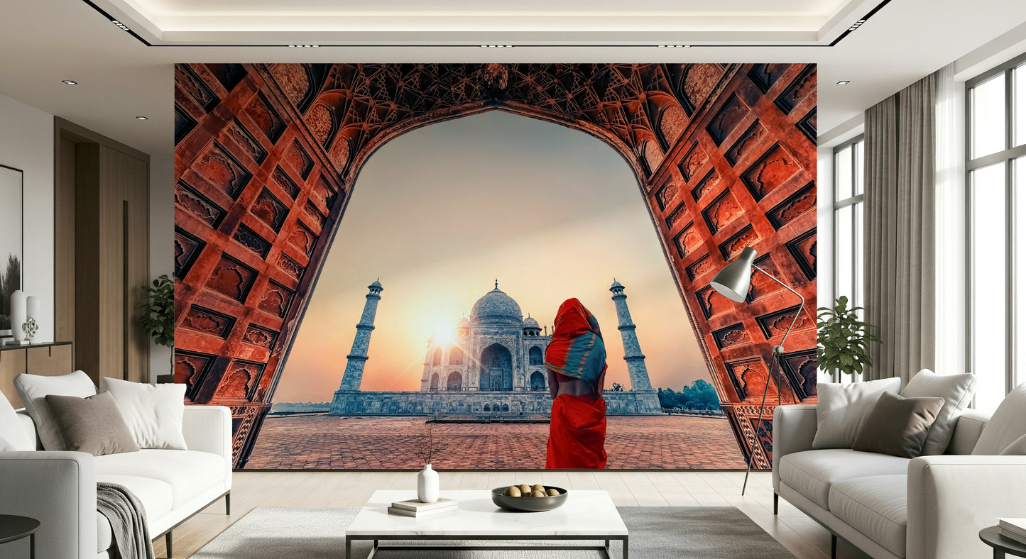 Taj Mahal at sunset Wall Mural