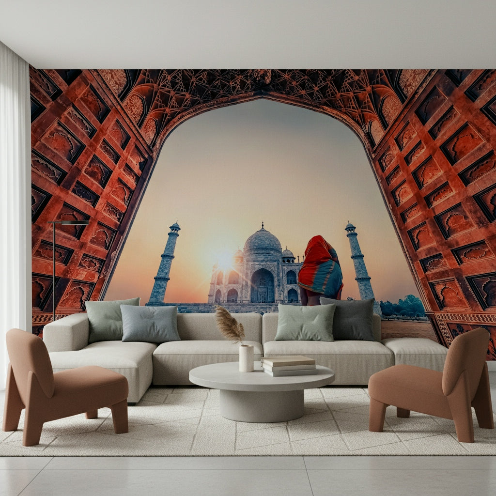 Taj Mahal at sunset Wall Mural