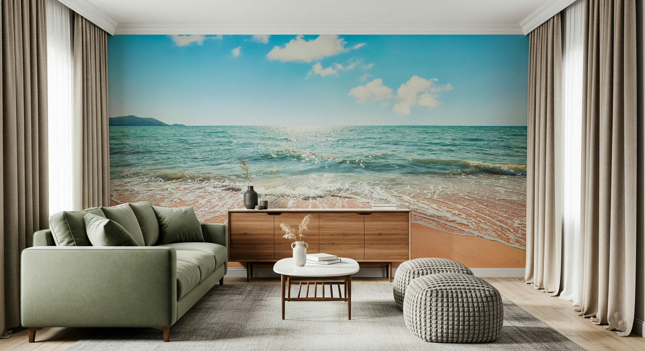 Serene, pristine beach Wall Mural