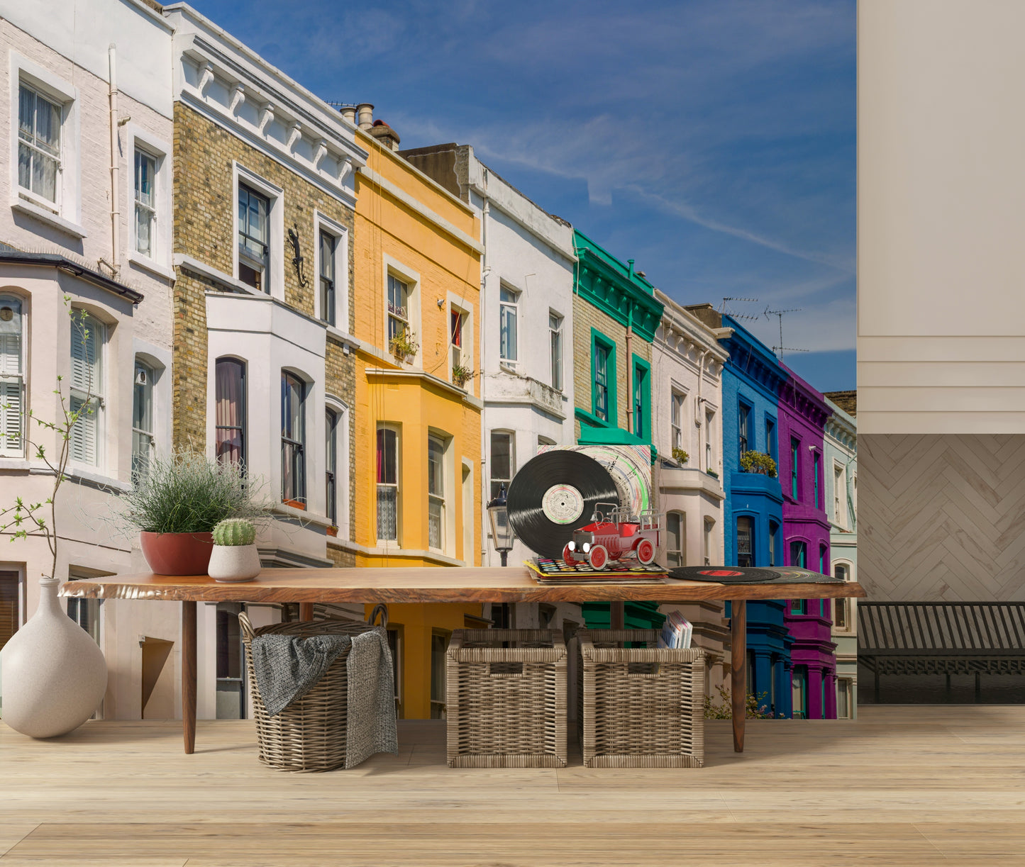 Rainbow Row Houses Wall Mural