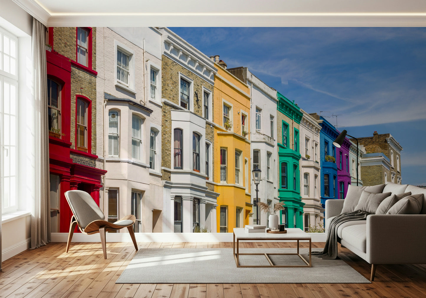 Rainbow Row Houses Wall Mural