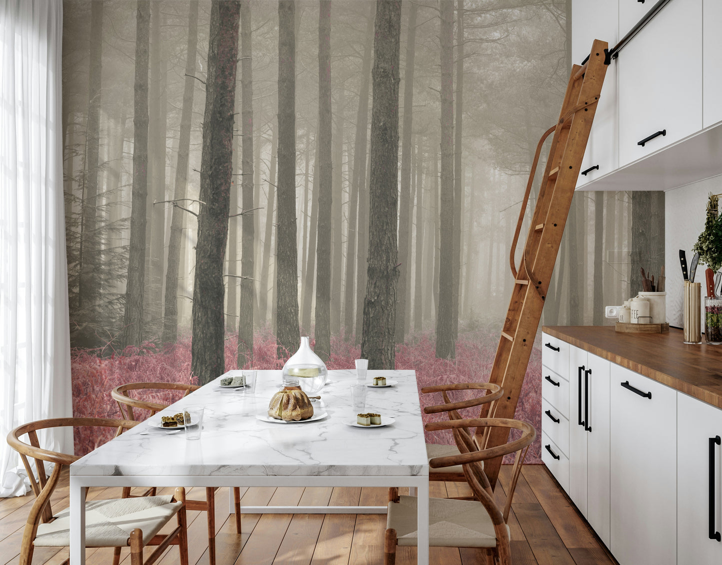 Crimson Whisper Woods Wall Mural