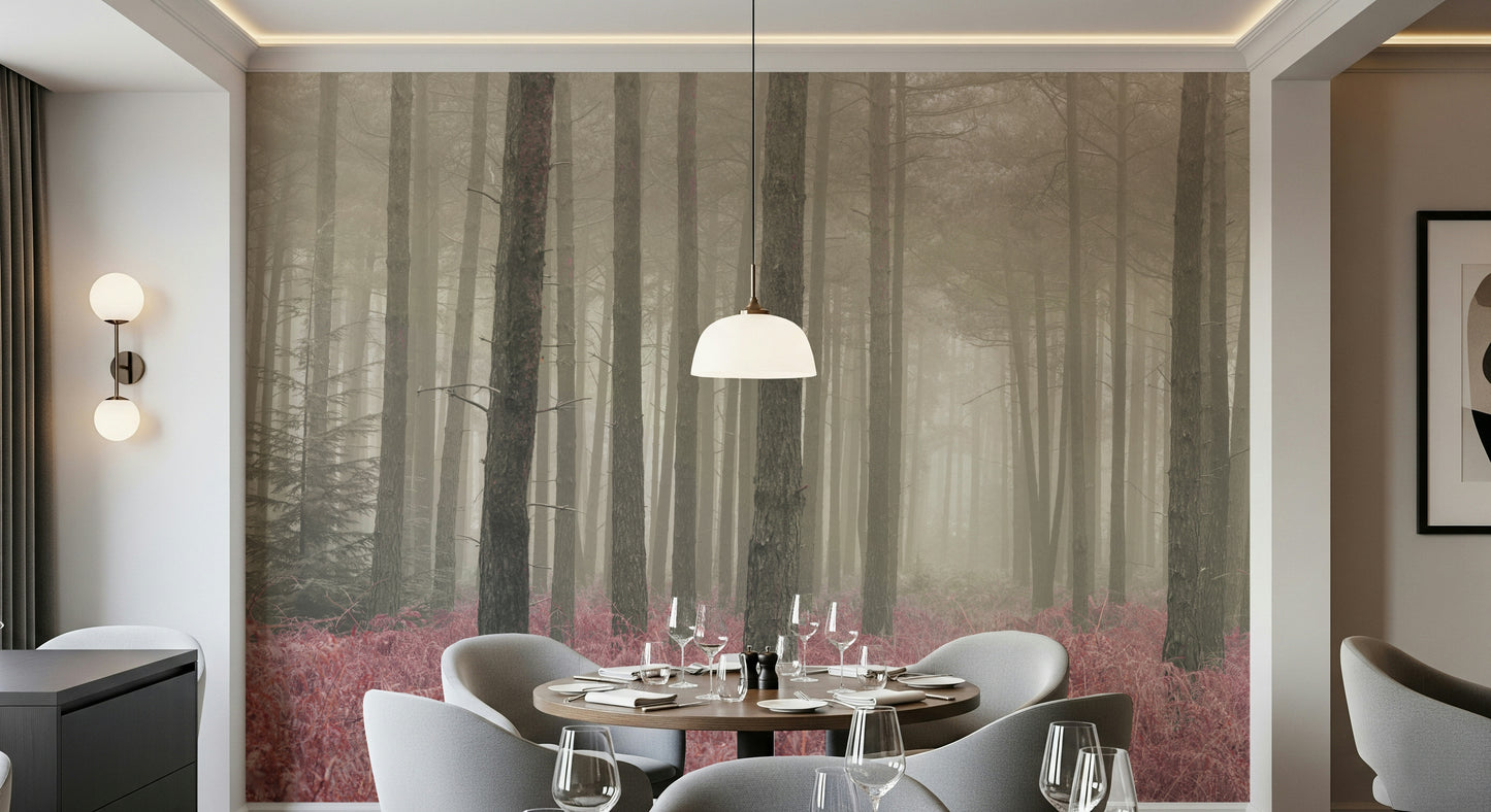 Crimson Whisper Woods Wall Mural