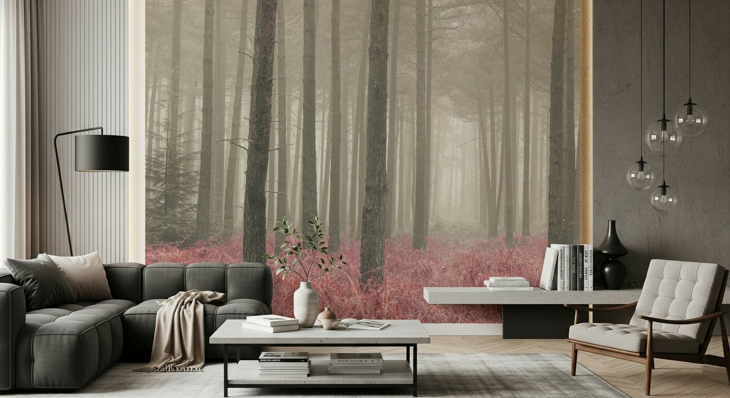 Crimson Whisper Woods Wall Mural