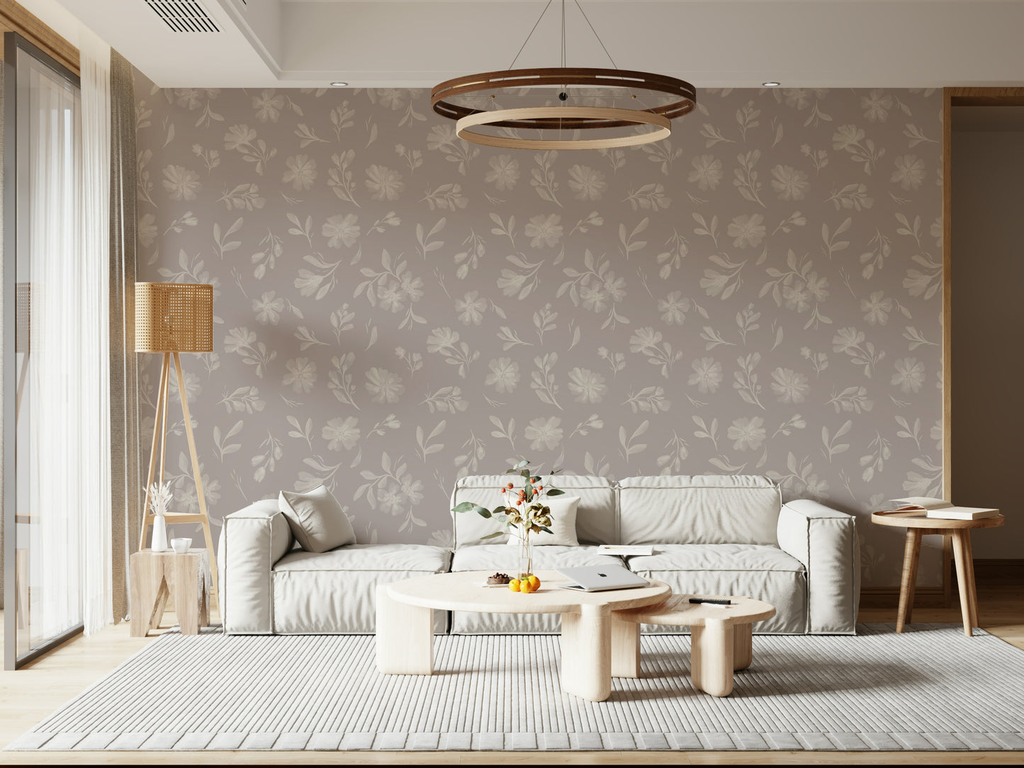 Soft Taupe Flora Wallpaper⁠