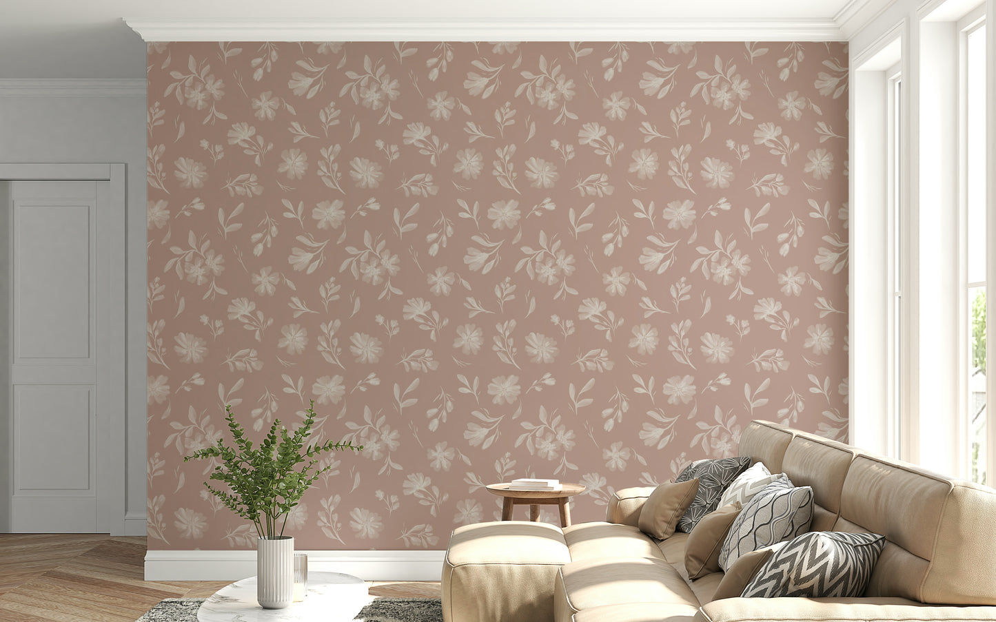 Dusty Rose Blooms Wallpaper⁠