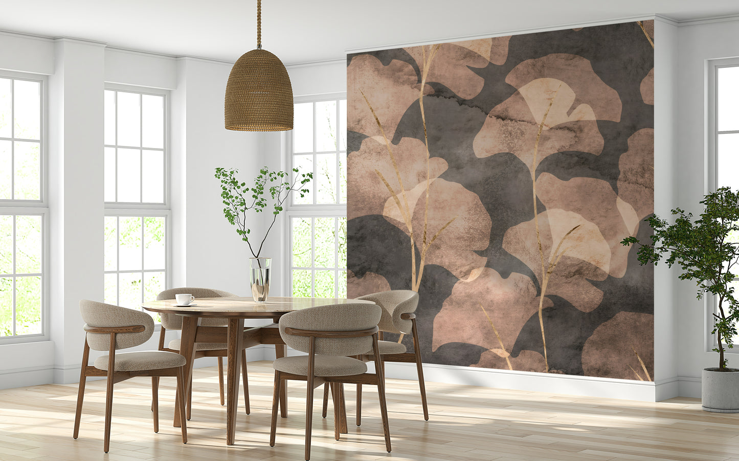 Midwinter Gingko -  Sepia Wall Mural