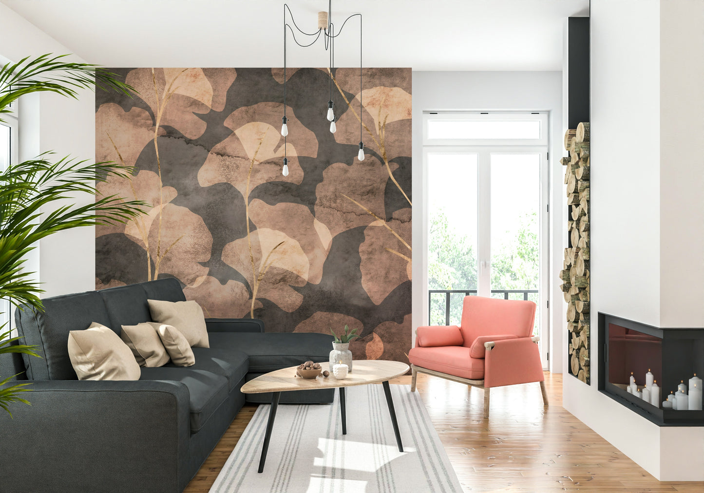Midwinter Gingko -  Sepia Wall Mural