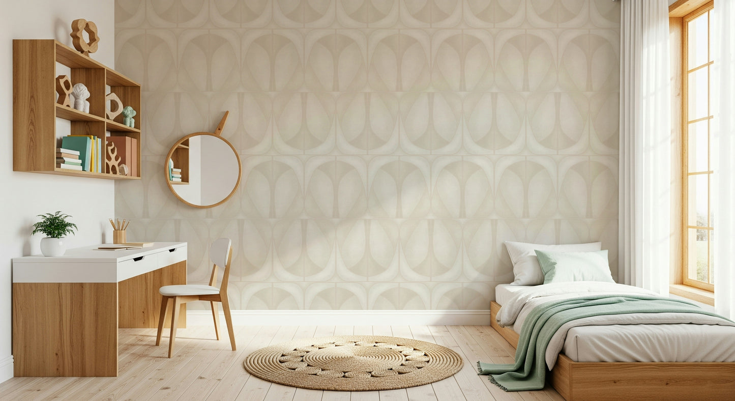 Softy Dèco Geometries -  Cloud Dancer Wallpaper⁠