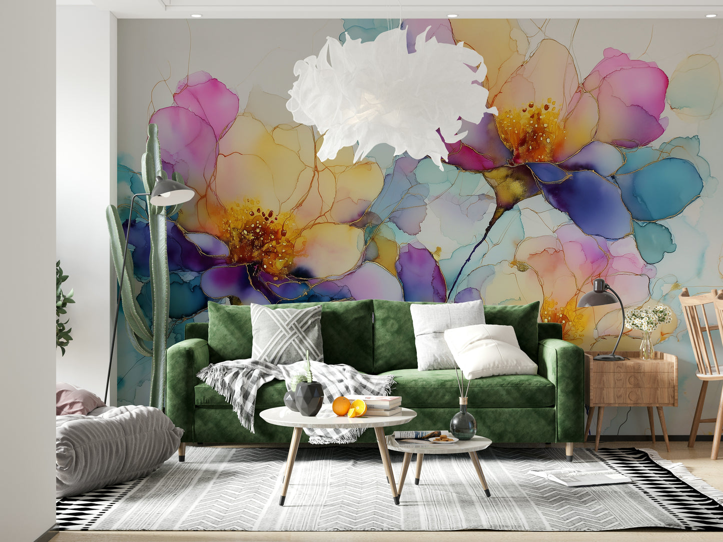 Colorful Ink Floral Dreams Wall Mural