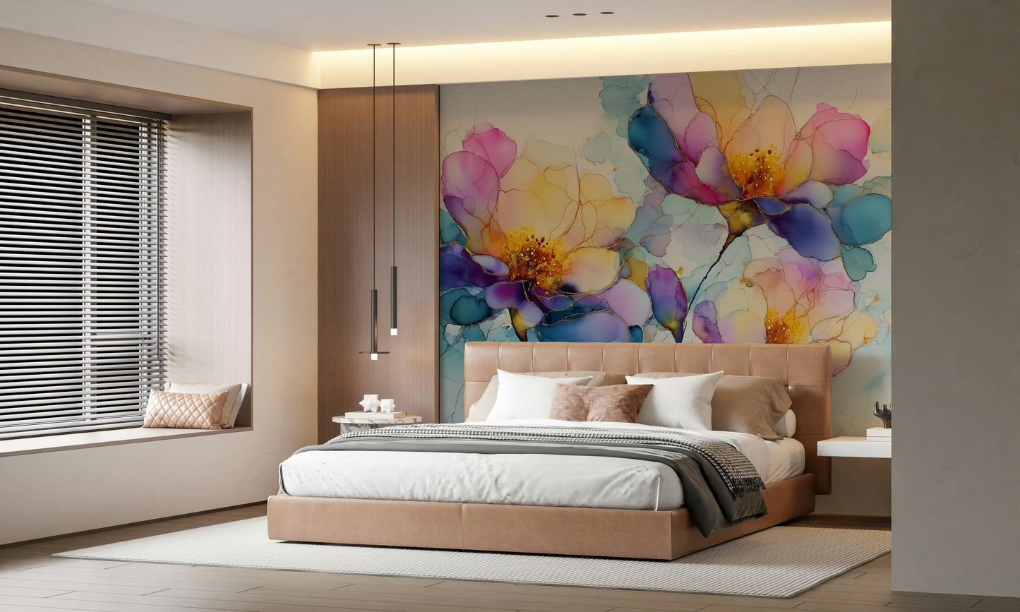Colorful Ink Floral Dreams Wall Mural