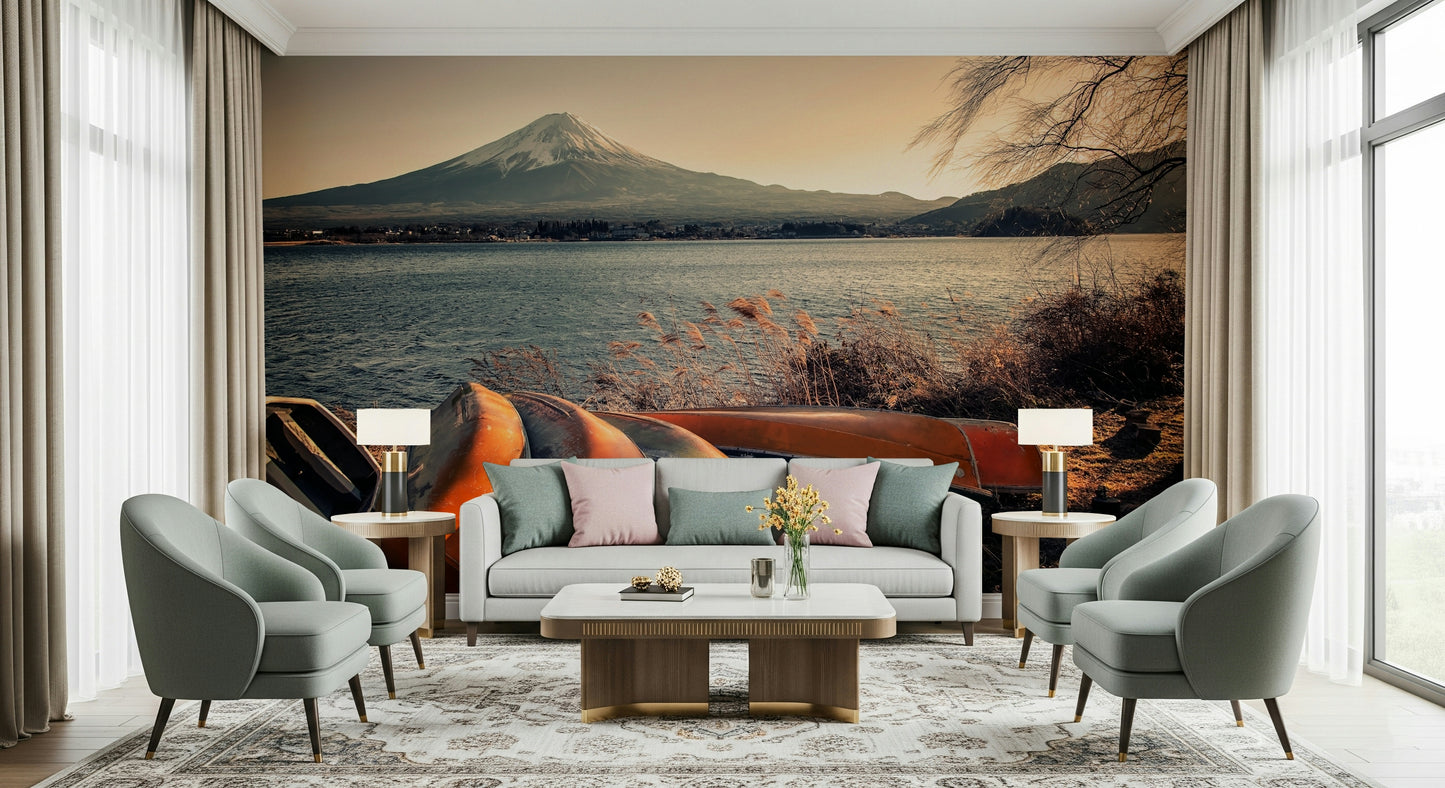 Fuji's Lakeside Calm Wall Mural