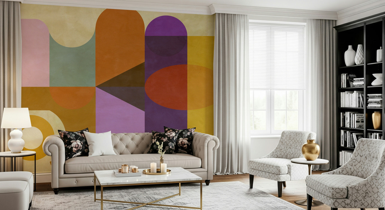 Mid-Century Abstract Wall Mural