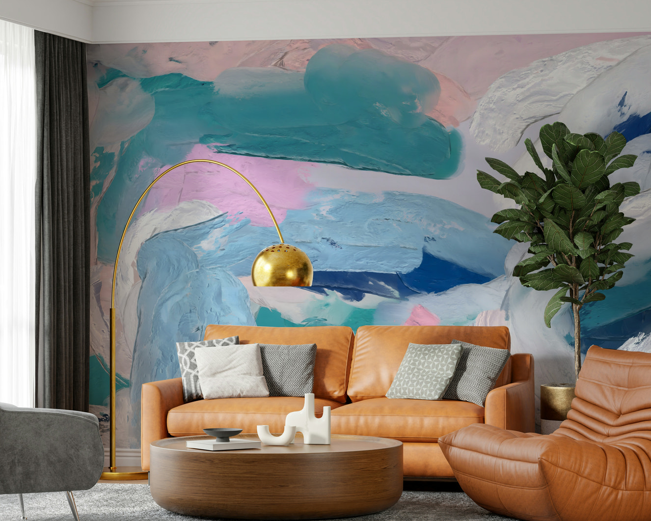 Azure Strokes Wall Mural