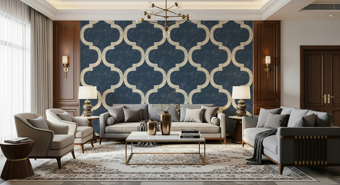 Moroccan Ogee - Twilight Blue Wallpaper⁠