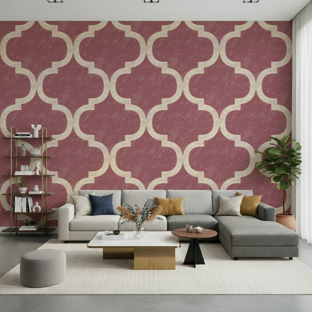 Moroccan Ogee - Vintage Rose Wallpaper⁠