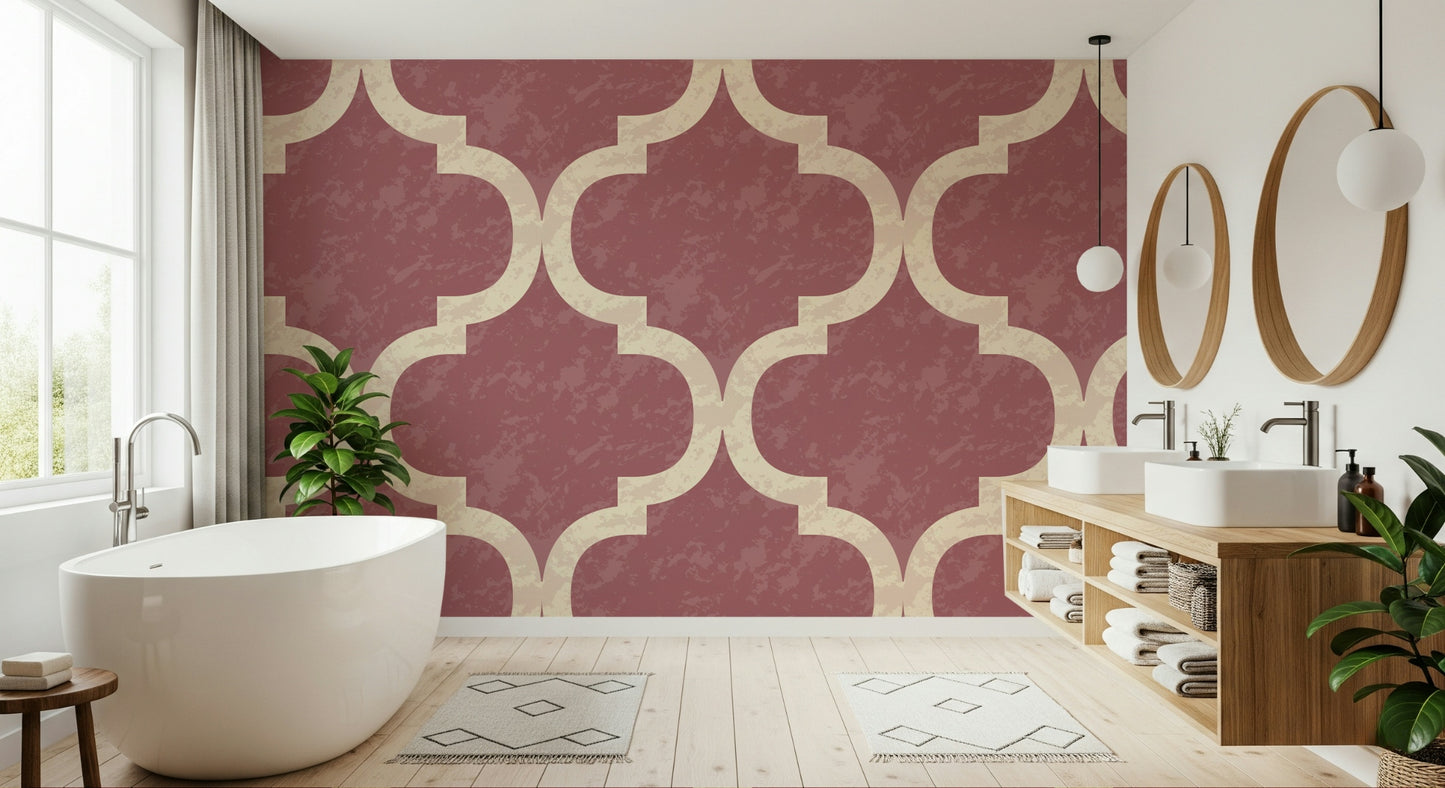 Moroccan Ogee - Vintage Rose Wallpaper⁠