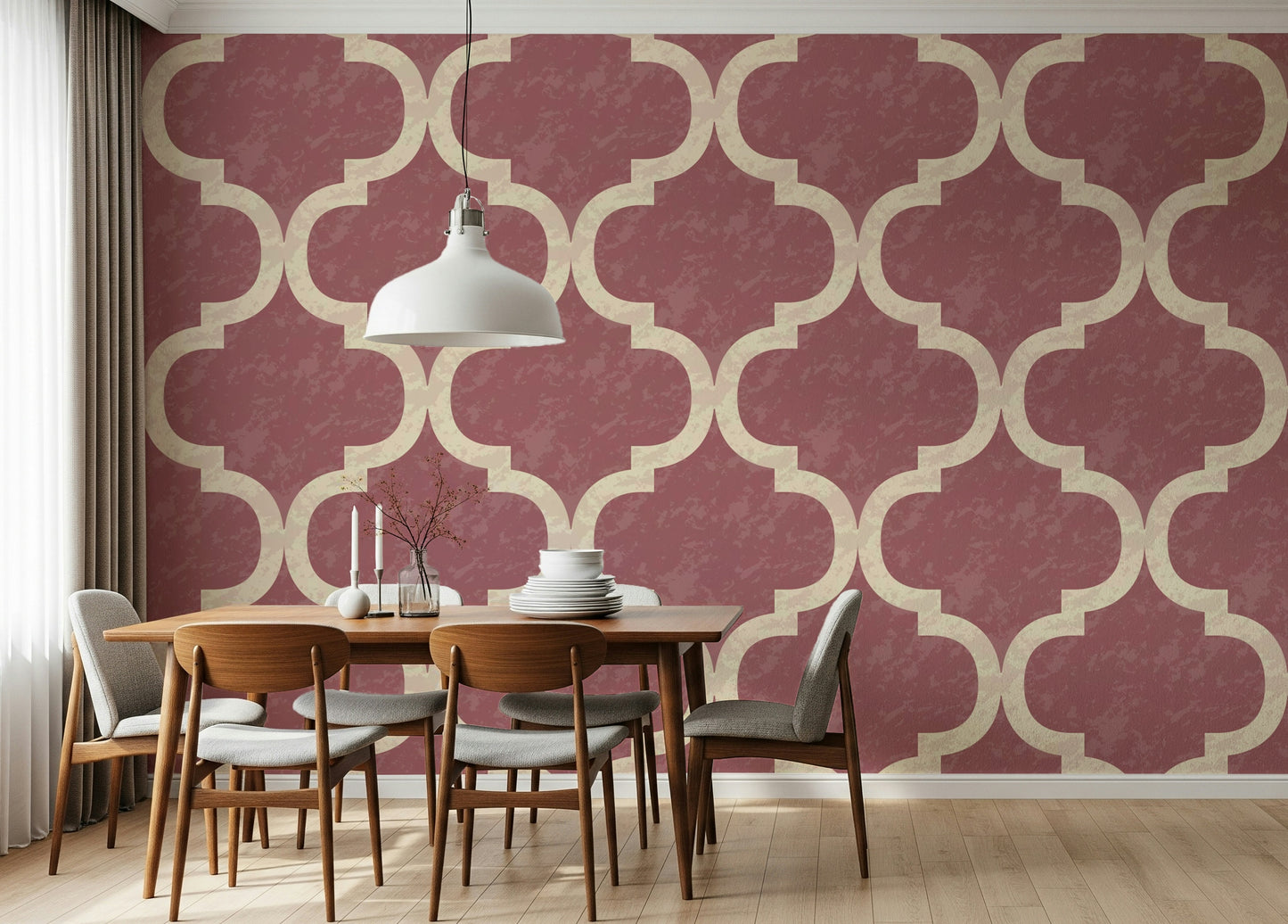 Moroccan Ogee - Vintage Rose Wallpaper⁠