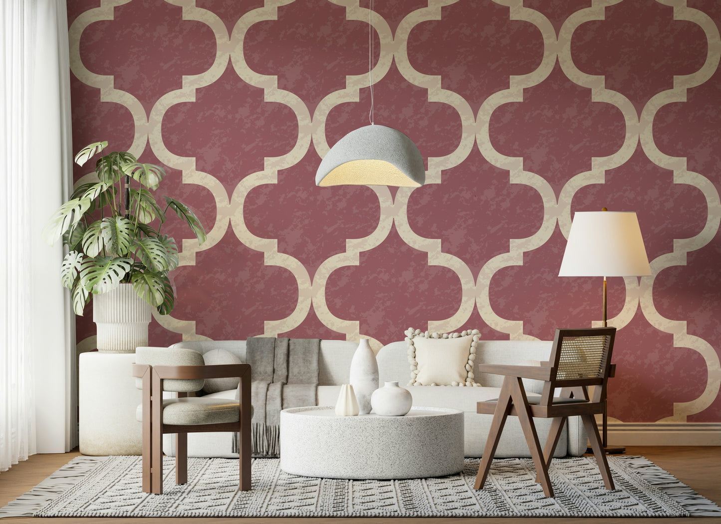 Moroccan Ogee - Vintage Rose Wallpaper⁠