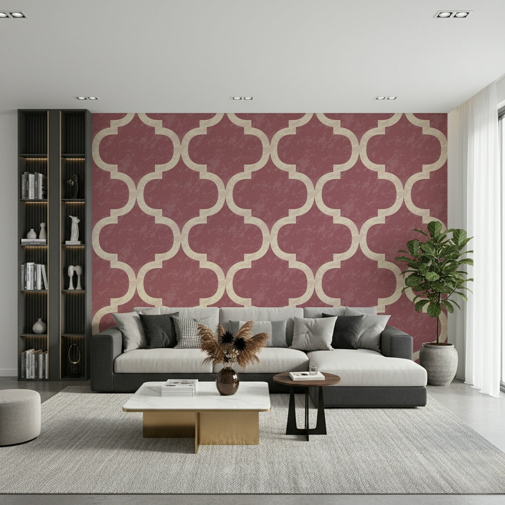 Moroccan Ogee - Vintage Rose Wallpaper⁠