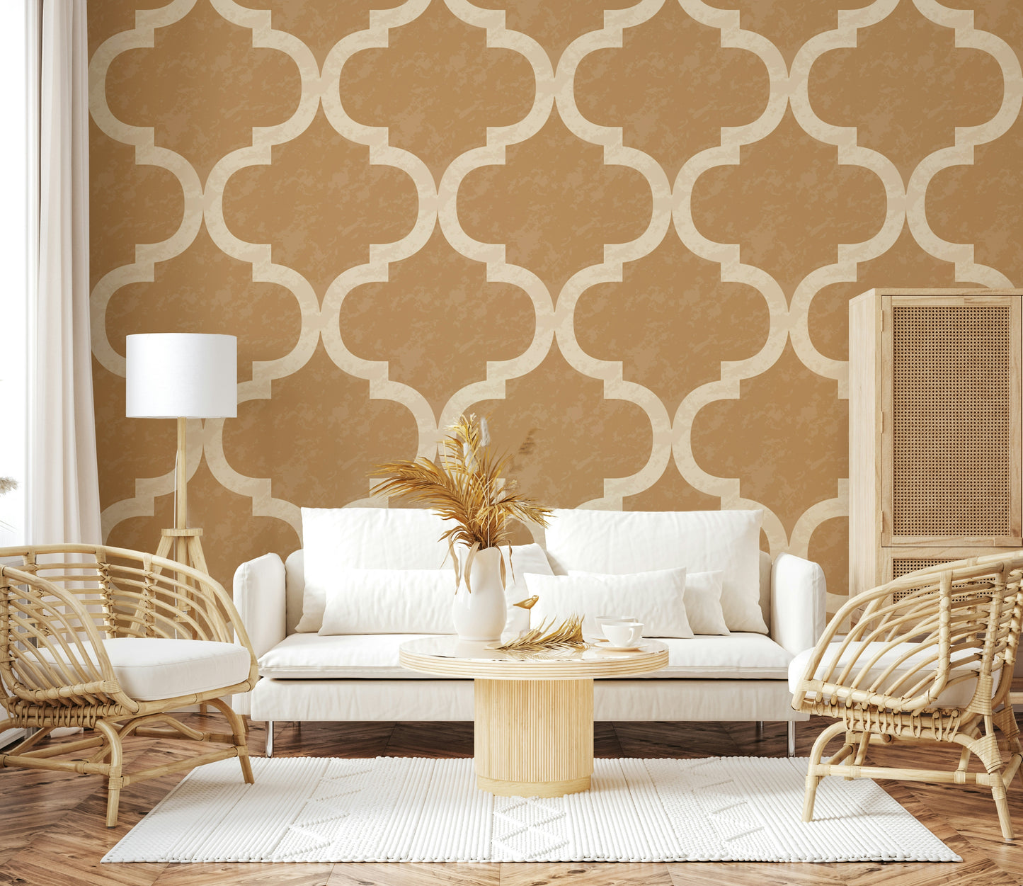 Moroccan Ogee - Golden Tan Wallpaper⁠