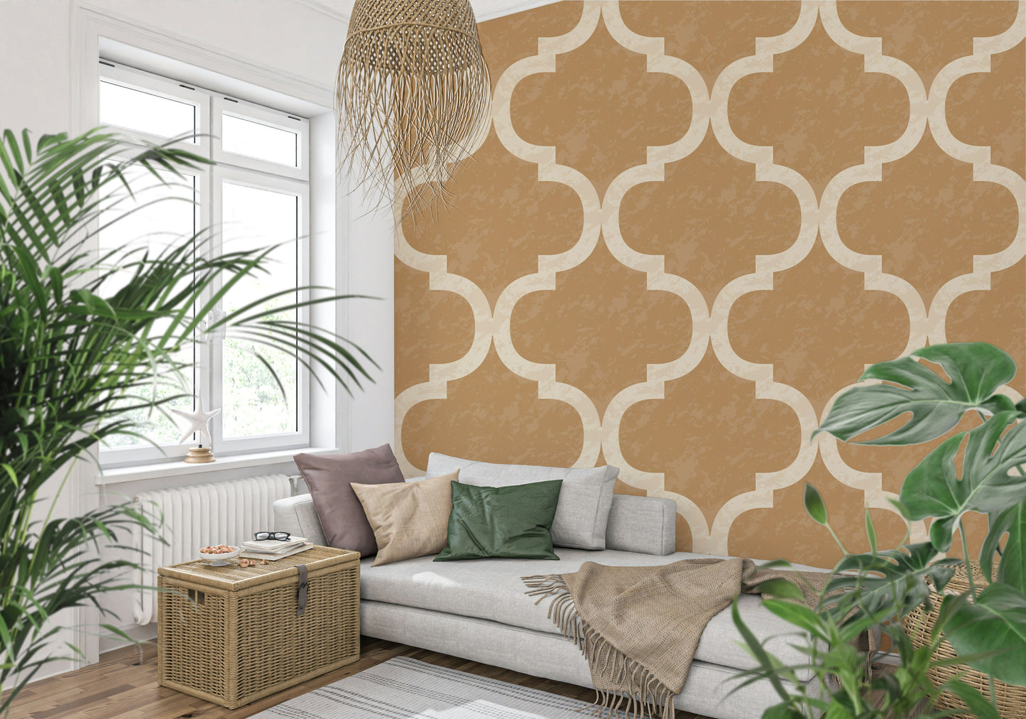 Moroccan Ogee - Golden Tan Wallpaper⁠