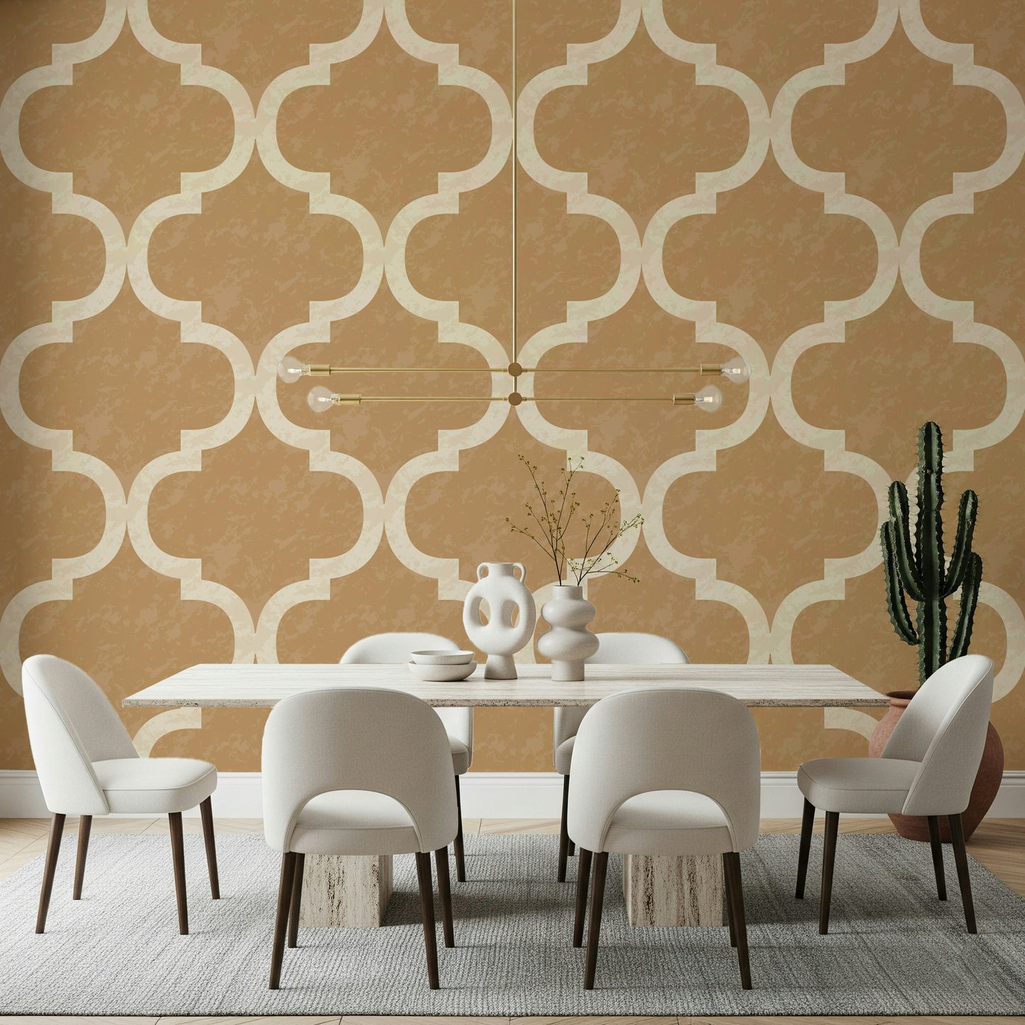 Moroccan Ogee - Golden Tan Wallpaper⁠