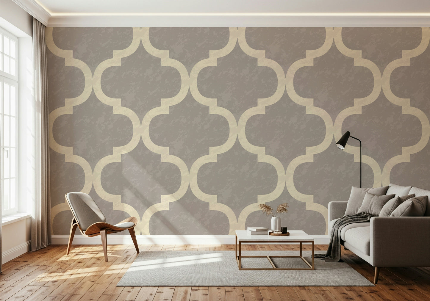 Moroccan Ogee - Stone Grey Wallpaper⁠