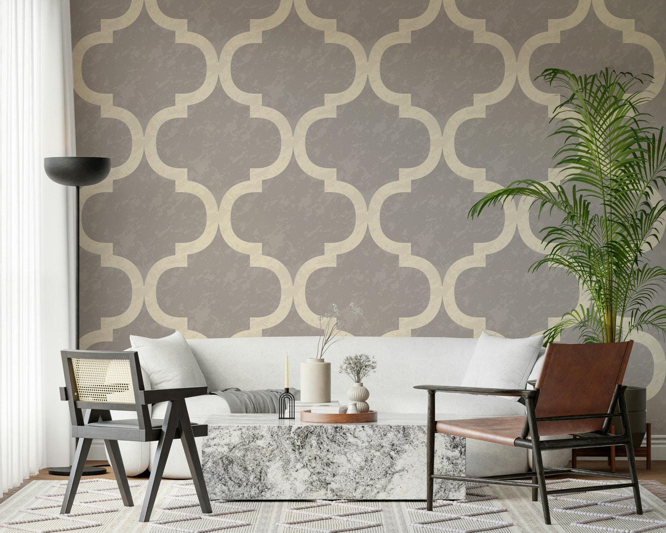 Moroccan Ogee - Stone Grey Wallpaper⁠