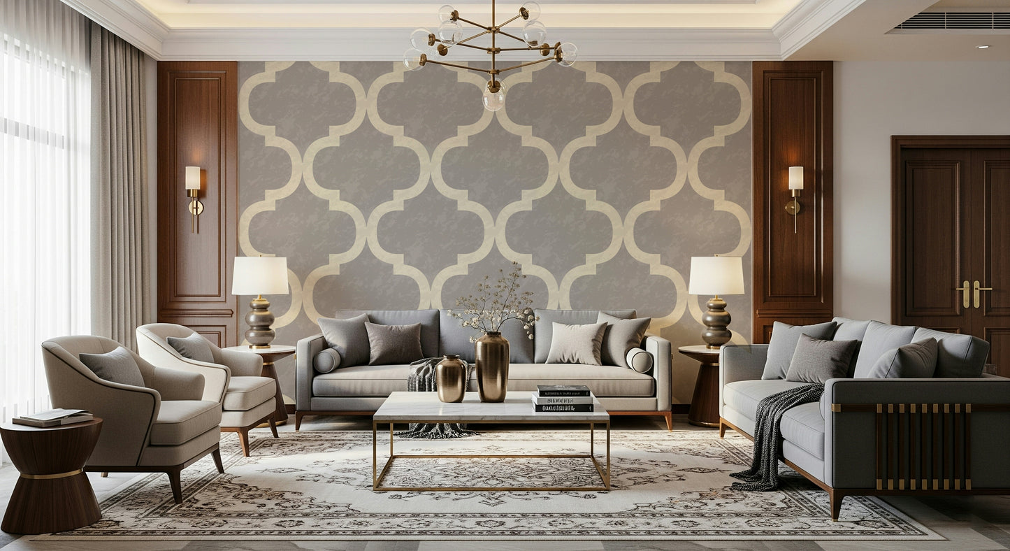 Moroccan Ogee - Stone Grey Wallpaper⁠
