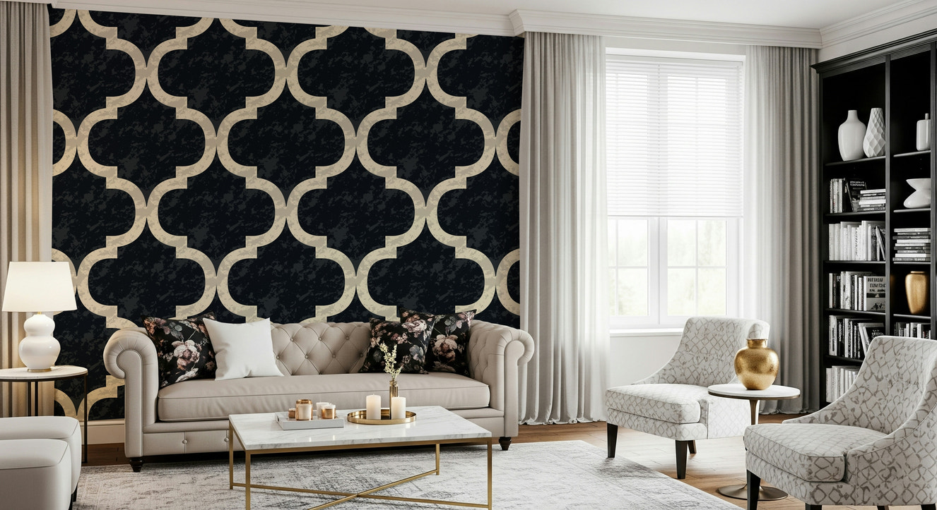 Moroccan Ogee - Ink Black Wallpaper⁠