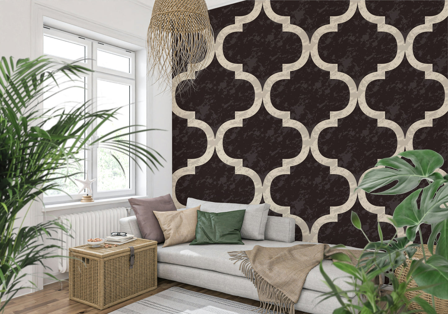 Moroccan Ogee - Black Cocoa Wallpaper⁠